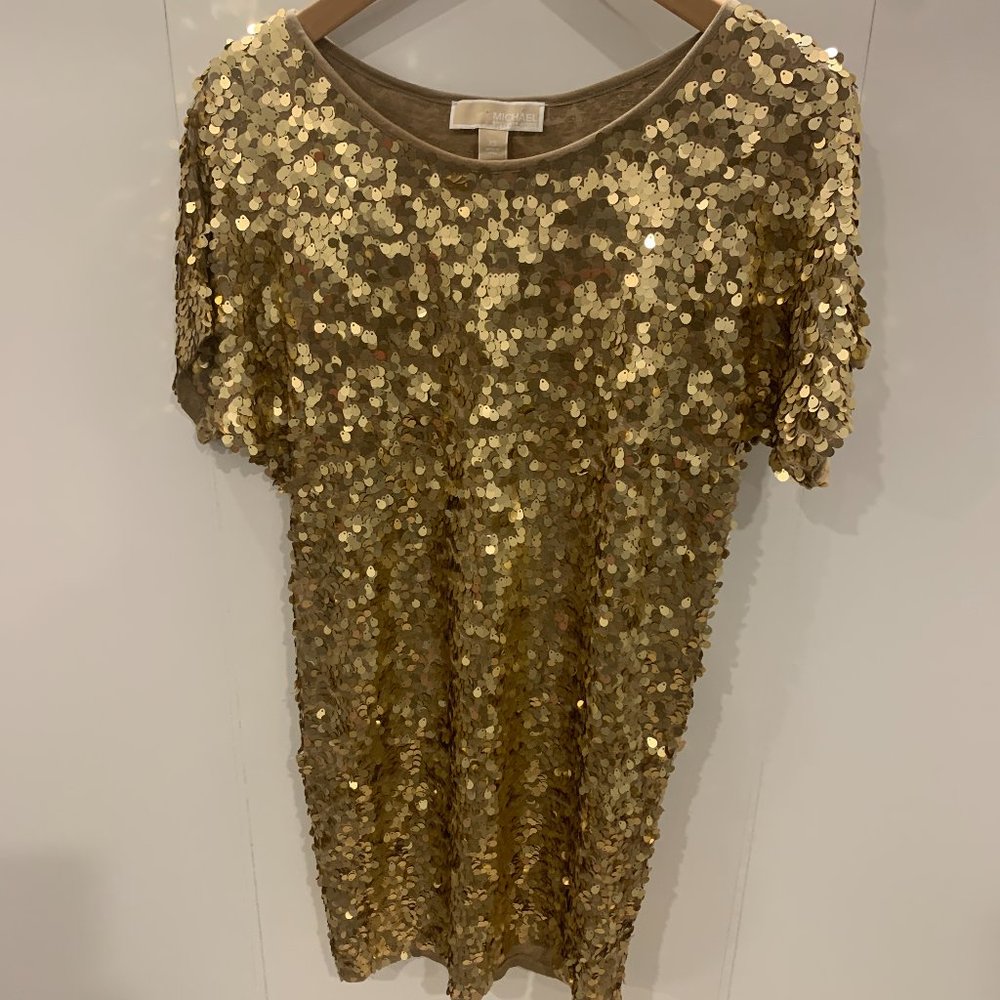 Michael Kors Gold Sequin Dress XS